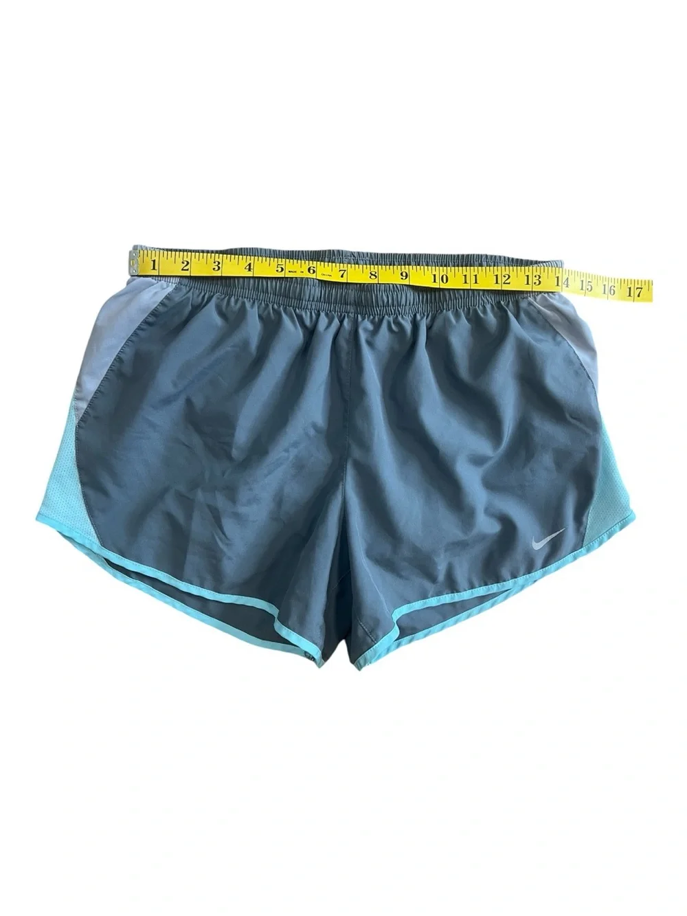Nike Women's Athletic Dri-Fit Running Shorts in Slate Gray with Teal Trim size M